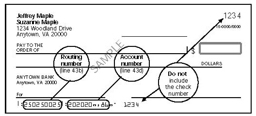 check routing number and account number. Please enter the numbers in